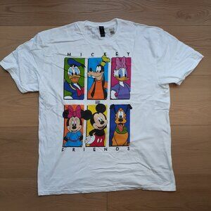 Mickey and Friends - Disney Characters Group Portrait - New XL White T-Shirt